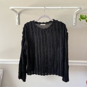 Zara Black Striped Fur Sweater